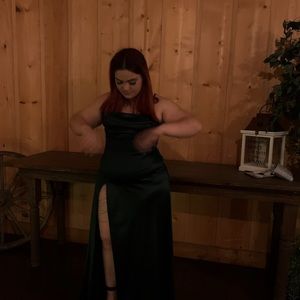 Green Satin Formal Dress